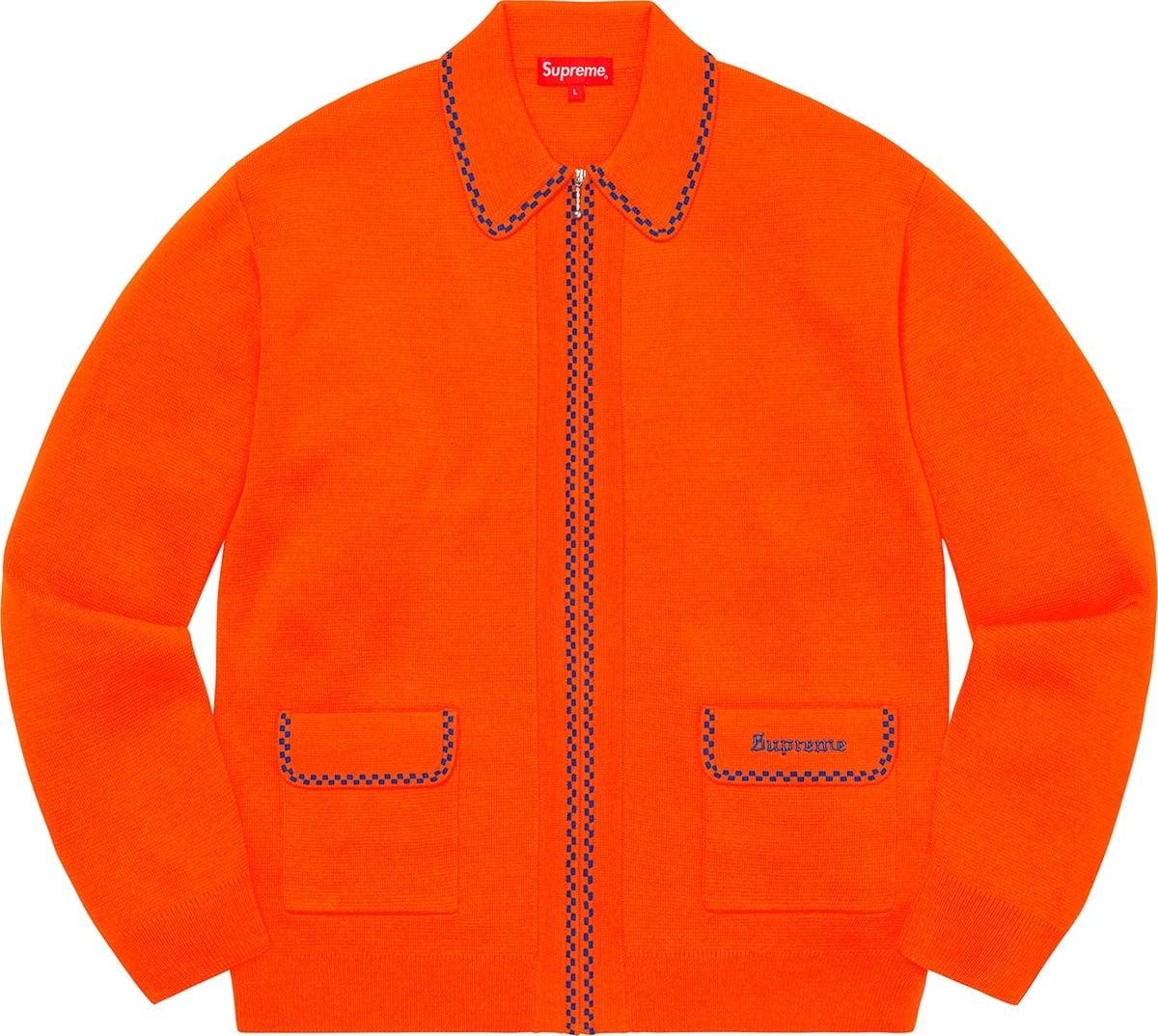 Checkerboard Zip Up Sweater view 3